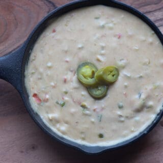 Queso Blanco dip topped with jalapenos