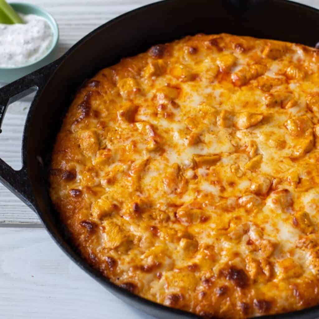 Cast Iron Buffalo Chicken Pizza - This Home Kitchen