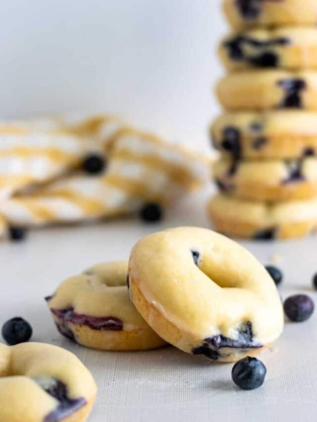 Baked Blueberry Donuts with Vanilla Glaze
