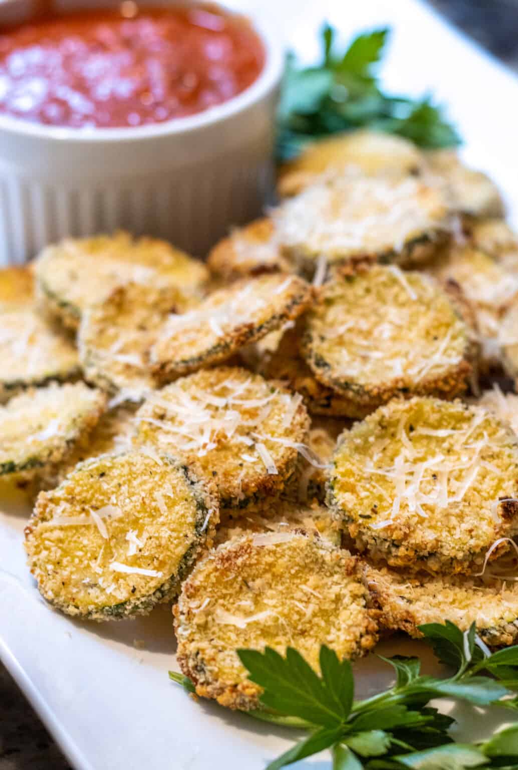 Crispy Oven Fried Zucchini Chips - This Home Kitchen