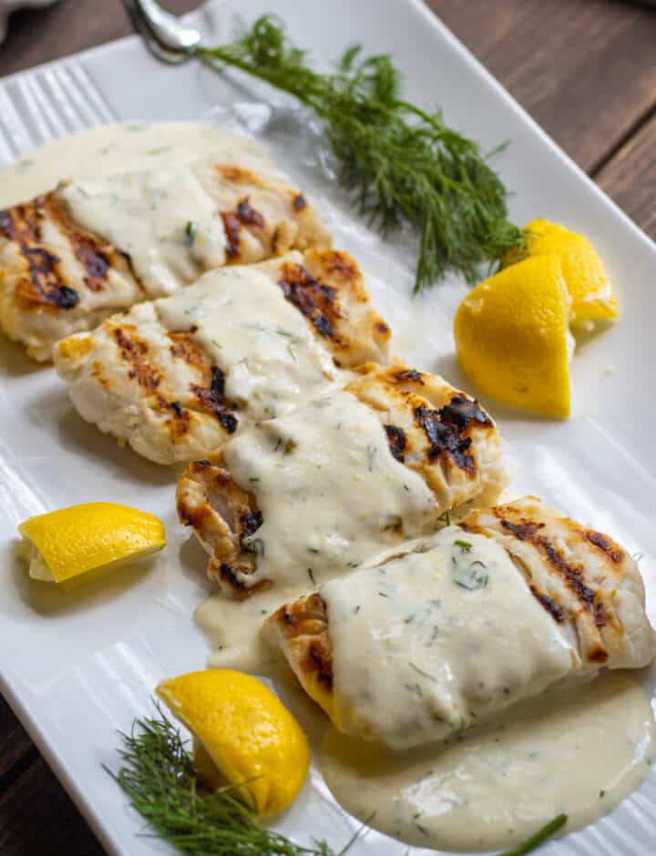 Grilled Haddock with Creamy Lemon Dill Sauce This Home Kitchen