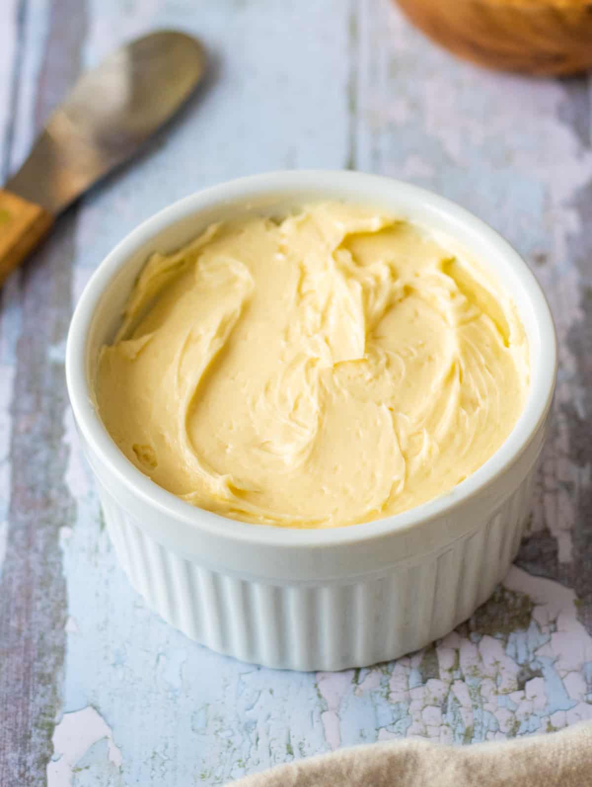 Honey butter in a bowl.