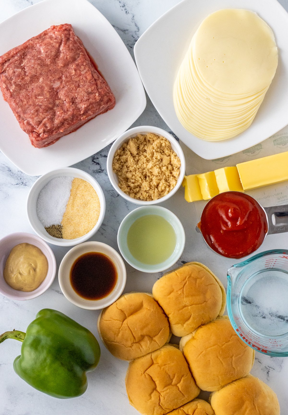 Ingredients for sloppy joe sliders.